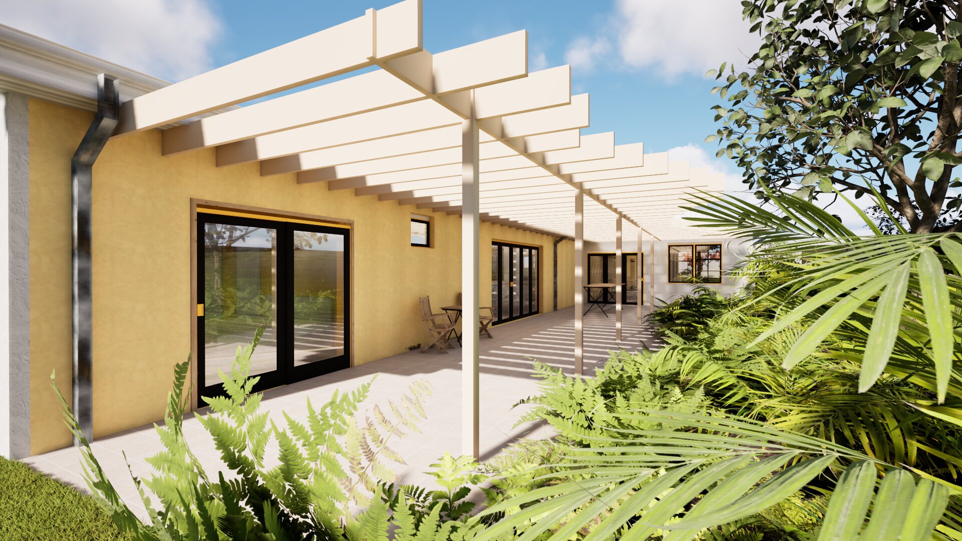 Certificate IV in Residential Drafting (CPP40121) student project, courtyard and pergola