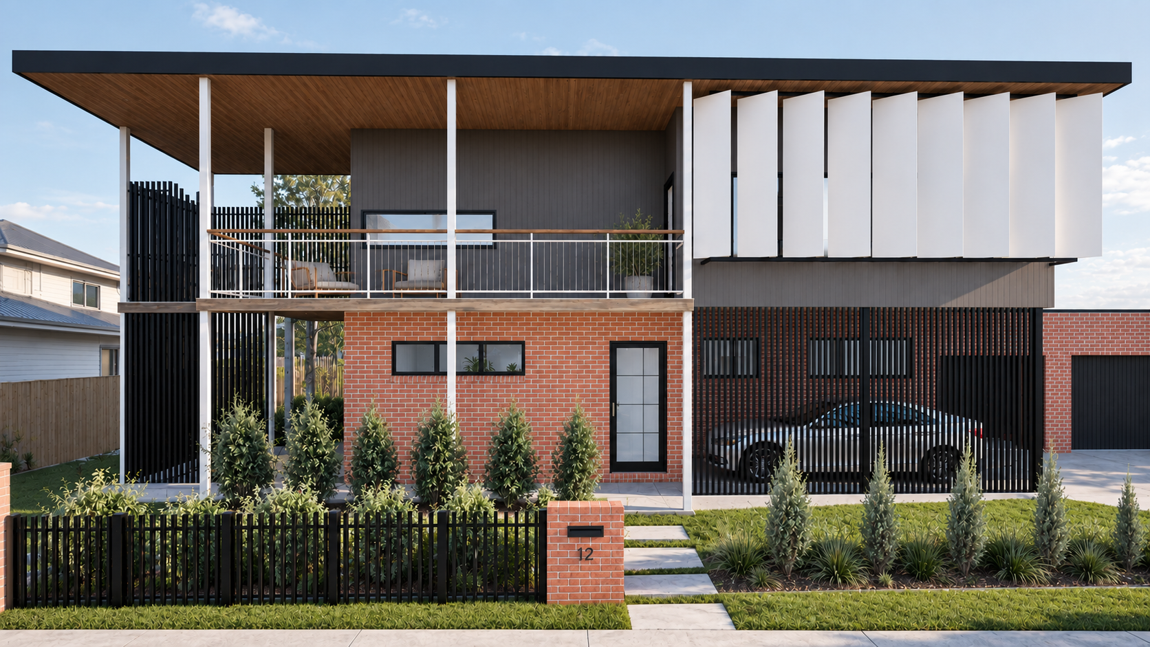 Certificate IV Project B: two-storey red brick and timber residence, BFDA student work